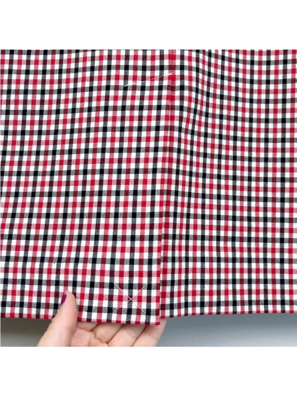 Talbots Red Black Gingham Plaid Twill Knee-Length Pencil Skirt NWT $98 tags 4P